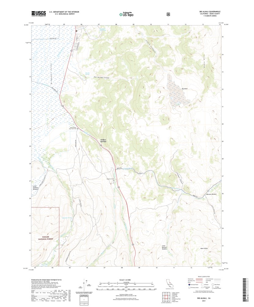 Big Alkali, CA (2021, 24000Scale) Map by United States Geological