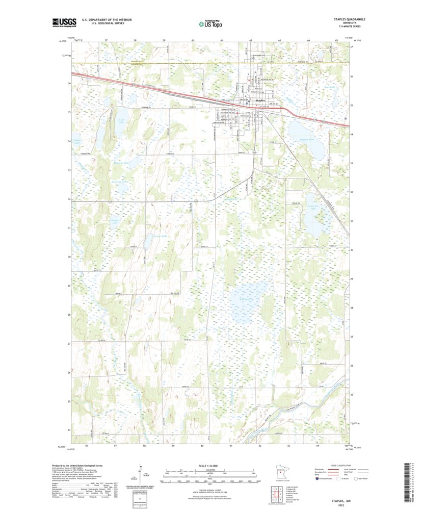 Staples, MN (2022, 24000-Scale) Map by United States Geological Survey ...