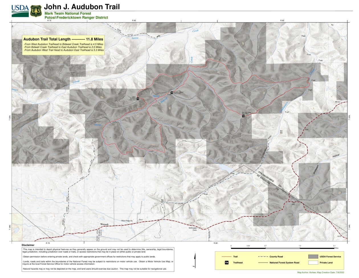 Mark Twain National Forest - Audubon Trail Map by US Forest Service R9 | Avenza Maps