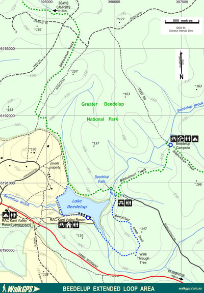 WalkGPS - Beedelup Extended Loop Walk Area - Greater Beedelup National Park