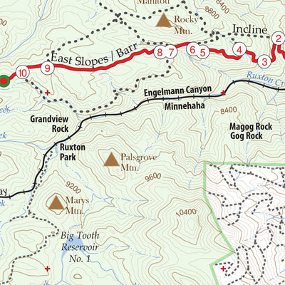 Pikes Peak Hiking/Climbing Map - Front Range 14er