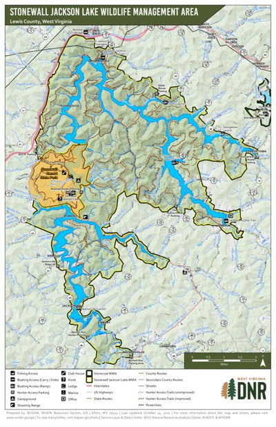 Stonewall Jackson Lake Wildlife Management Area and State Park Map by WV  Division of Natural Resources