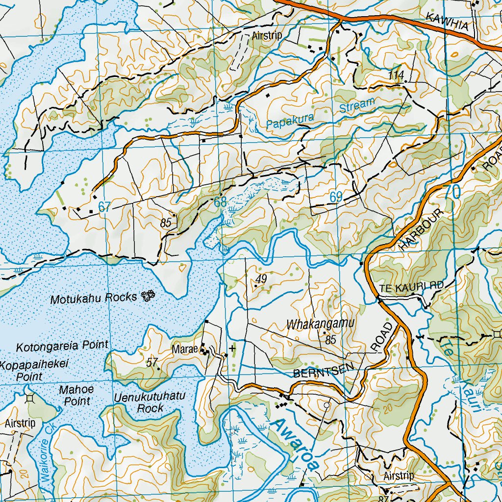 BE32 Kawhia Map by Land Information New Zealand Avenza Maps