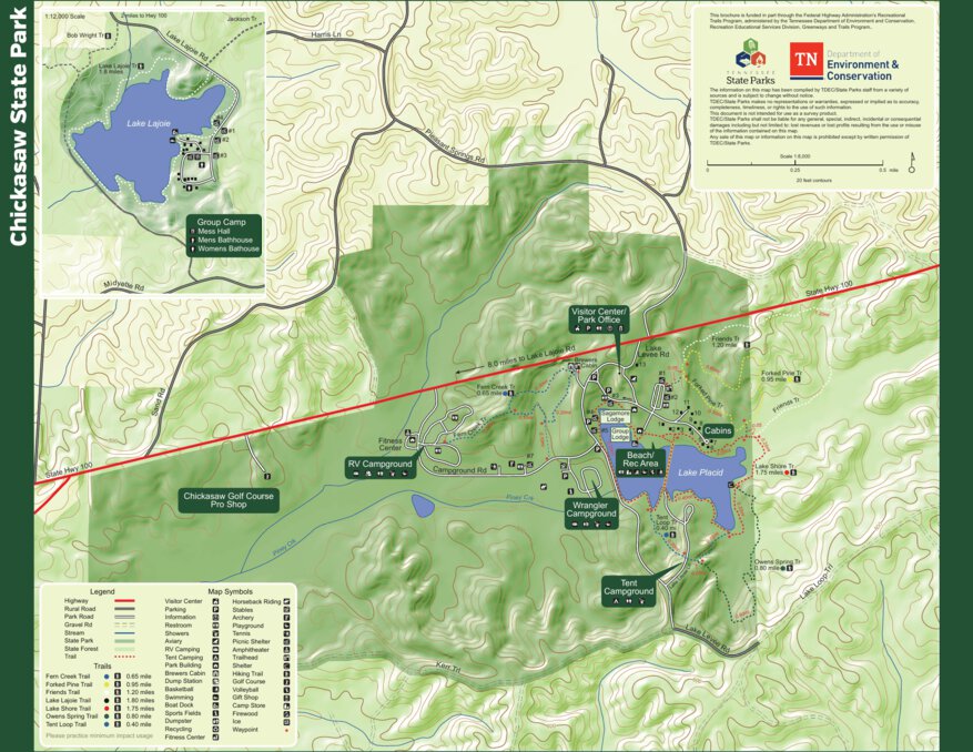 Chickasaw State Park Map by Tennessee State Parks Avenza Maps