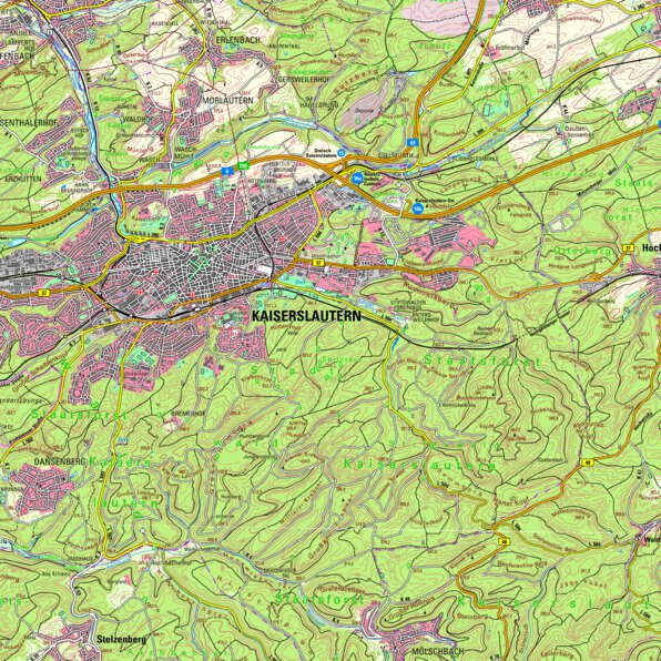 Kaiserslautern (1:50,000) Map by Landesamt fur Vermessung und ...