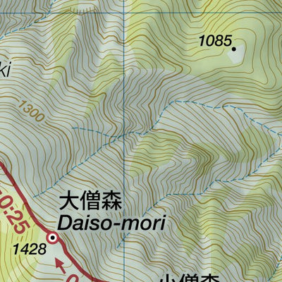 Ha-yama (Murayama) 葉山 (村山) Hiking Map (Tohoku, Japan) 1:25,000