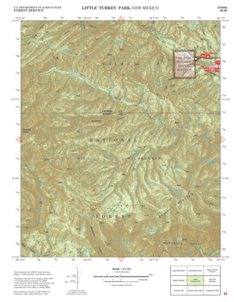 Gila National Forest Quadrangle Map: pg 84 Little Turkey Park