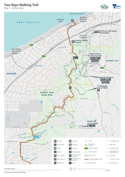 Two Bays Trail Map 1 Visitor Guide by Parks Victoria | Avenza Maps