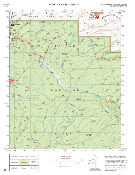 Kaibab National Forest Quadrangle Map Atlas: pg 47 Tusayan East
