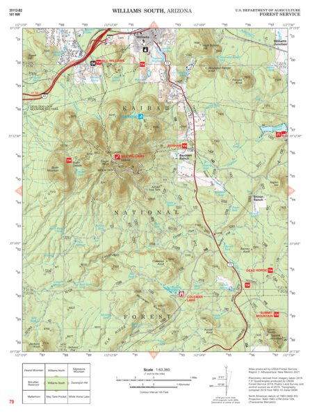 Kaibab National Forest Quadrangle Map Atlas: pg 79 Williams South