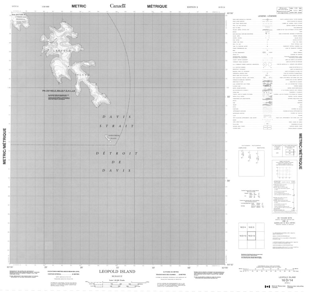 Leopold Island, NU (016D14 CanMatrix) Map by Natural Resources Canada ...