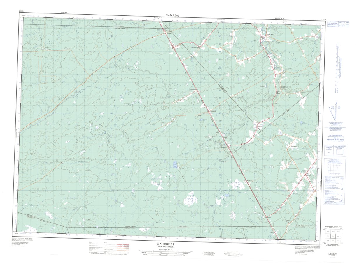Harcourt, NB (021I06 CanMatrix) Map by Natural Resources Canada