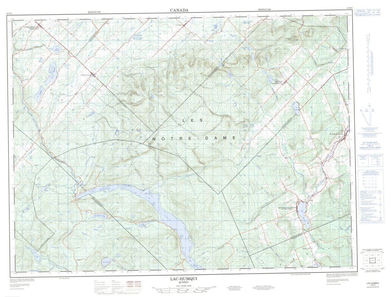 Lac Humqui, QC (022B05 CanMatrix) Map by Natural Resources Canada