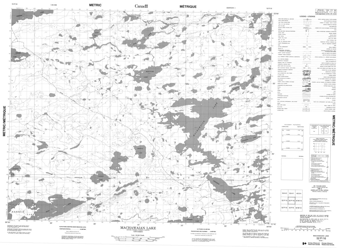 Machawaian Lake, ON (052P16 CanMatrix) Map by Natural Resources Canada