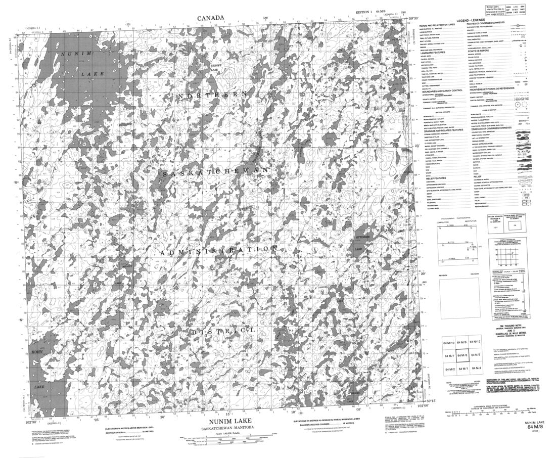 Nunim Lake, MB (064M08 CanMatrix) Map by Natural Resources Canada ...