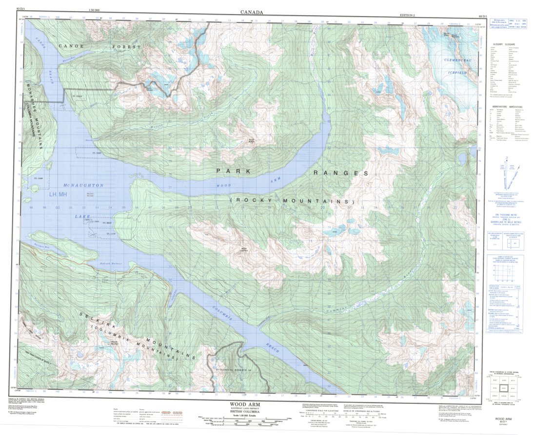 Wood Arm, BC (083D01 CanMatrix) Map by Natural Resources Canada ...