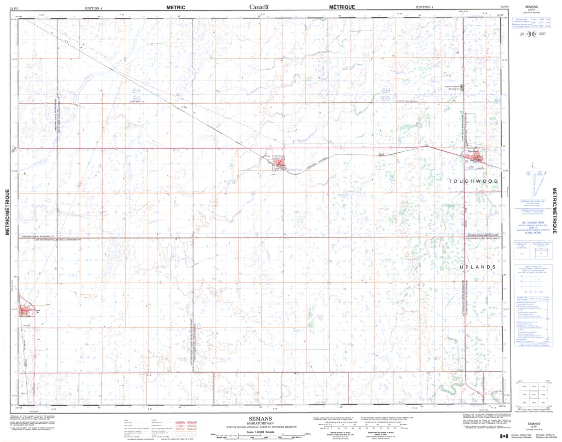 Semans, SK (072P07 CanMatrix) Map by Natural Resources Canada Avenza Maps