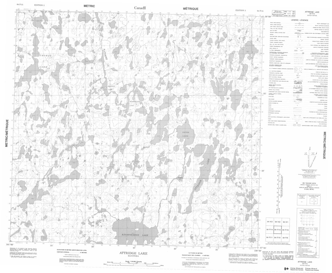 Attridge Lake, MB (064F15 CanMatrix) Map by Natural Resources Canada ...