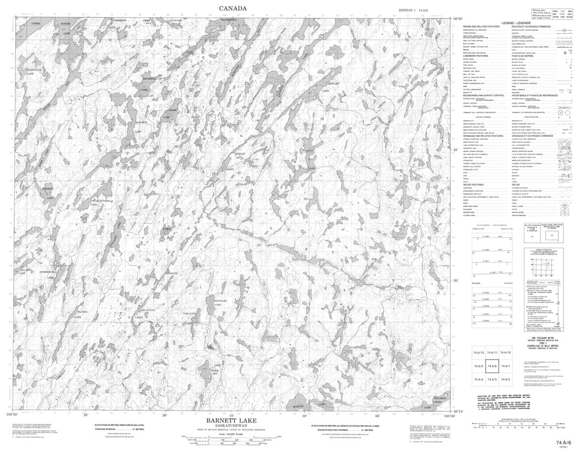 Barnett Lake, SK (074A06 CanMatrix) Map by Natural Resources Canada ...