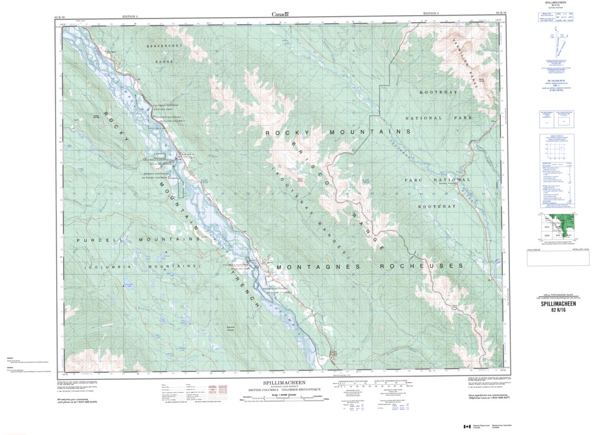 Spillimacheen, BC (082K16 CanMatrix) Map by Natural Resources Canada