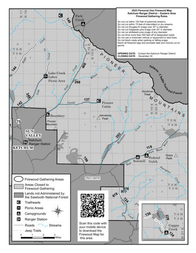Sawtooth National Forest Ketchum Ranger District-Eastern Area Firewood Map 2023