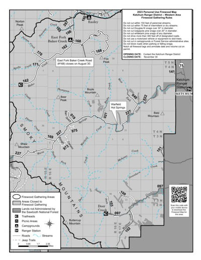 Sawtooth National Forest Ketchum Ranger District-Western Area Firewood Map 2023