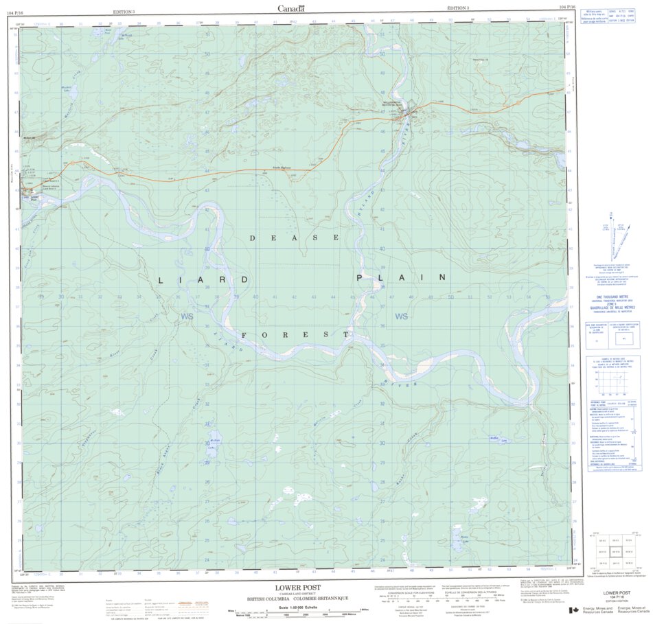 Lower Post, BC (104P16 CanMatrix) Map by Natural Resources Canada ...