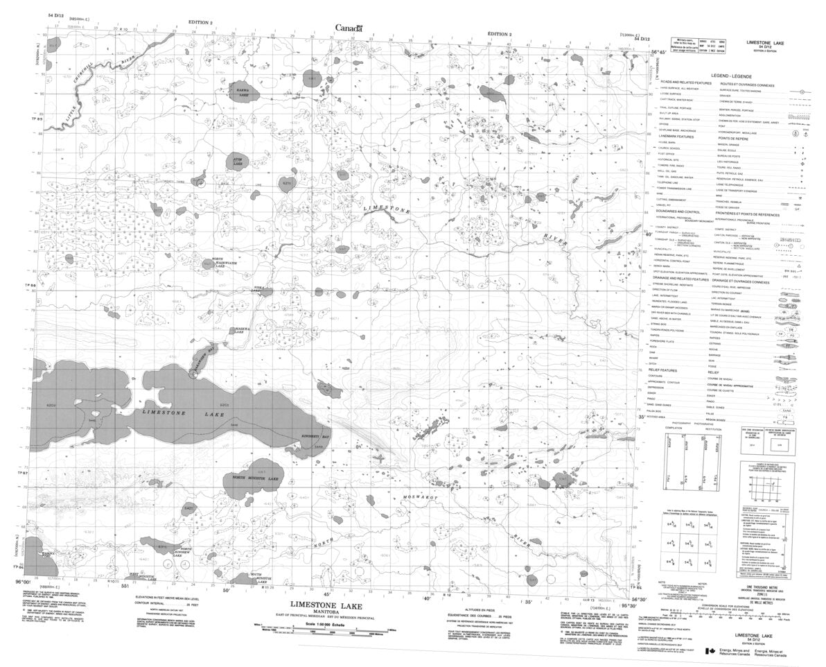 Limestone Lake, MB (054D12 CanMatrix) Map by Natural Resources Canada ...