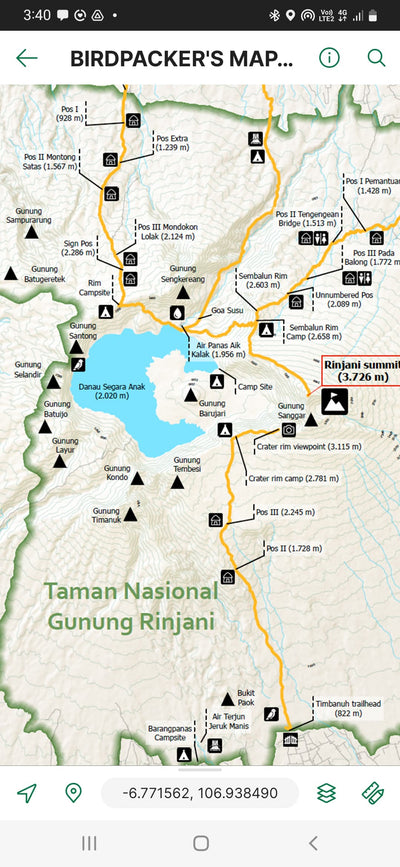 Gunung Rinjani-Birdpacker’s Map