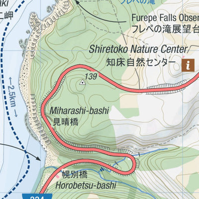 MAP 1/2 - Shiretoko Goko Dangai (Five Lakes Cliffs) Sea Kayaking (Hokkaido, Japan)