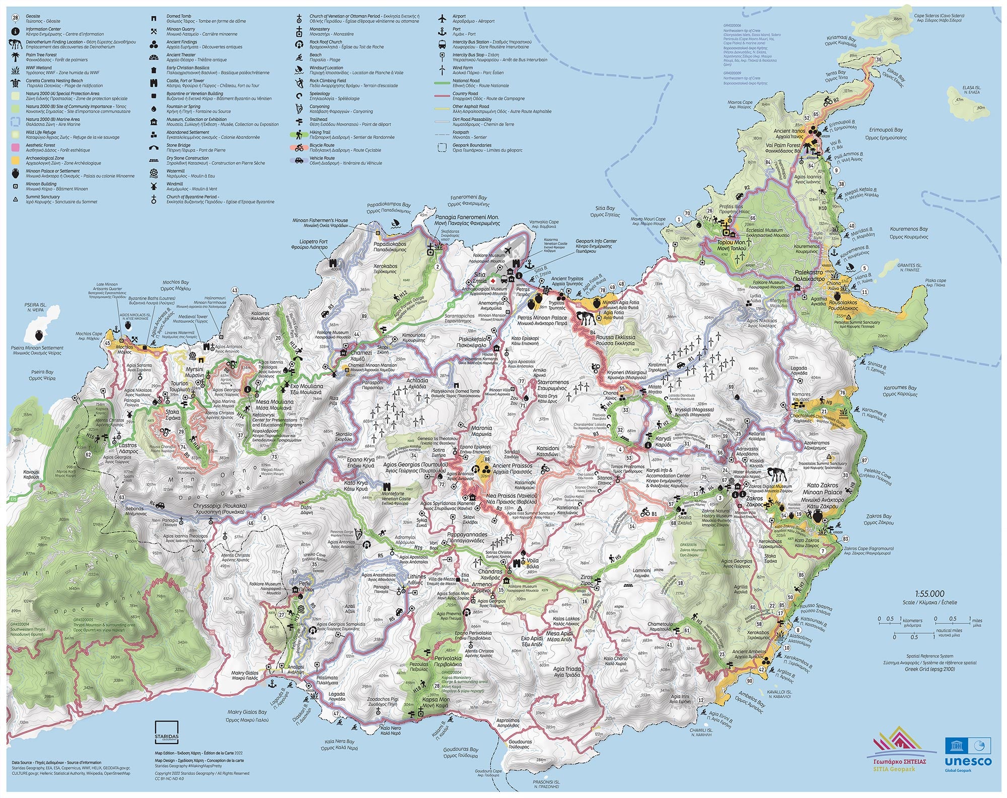 Map 1: General and Geotourism Map of the Sitia UNESCO Global Geopark by ...