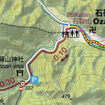 Ozaku-yama 石裂山 Hiking Map (Kanto, Japan) 1:15,000