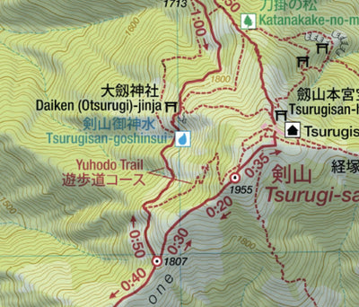 Tsurugi-san 剣山 Hiking Map (Shikoku, Japan) 1:20,000