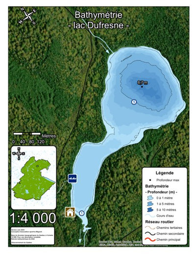 Bathymétrie lac Dufresne - zec Rivière-Blanche