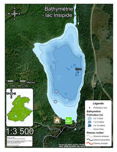 Bathymétrie lac Insipide - zec Rivière-Blanche