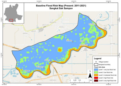 The urban flood risk map under baseline scenario in Sangkat Sak Sampov
