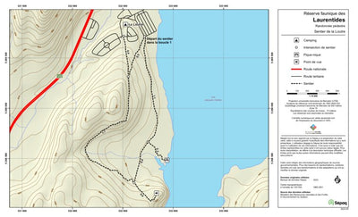 Réserve faunique des Laurentides : Carte du sentier de randonnée de la Loutre