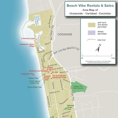Beach Vibe Rentals & Sales - Area Map of Oceanside, Carlsbad, and Encinitas Preview 1