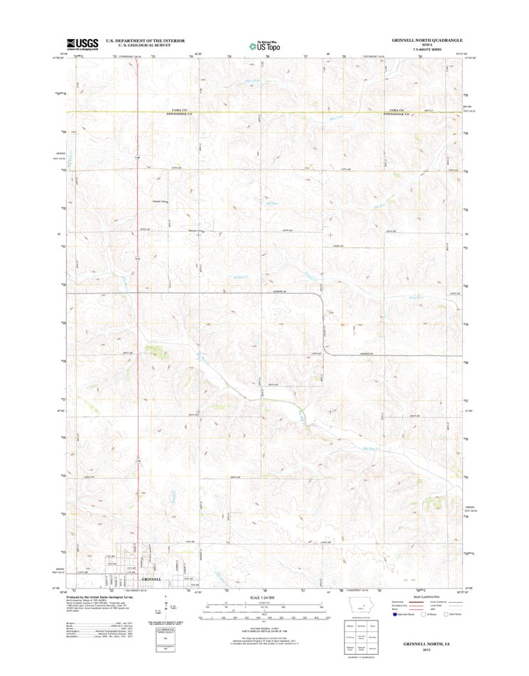 Grinnell North, IA (2013, 24000Scale) Map by United States Geological