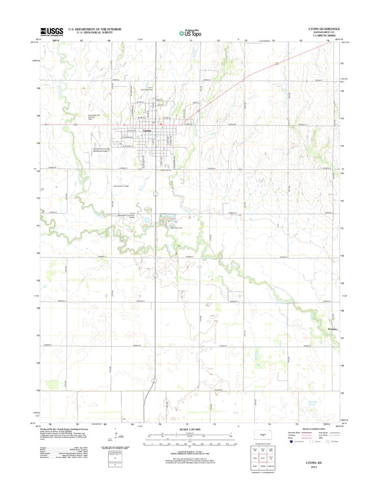 Lyons, KS (2012, 24000-Scale) Map by United States Geological Survey ...