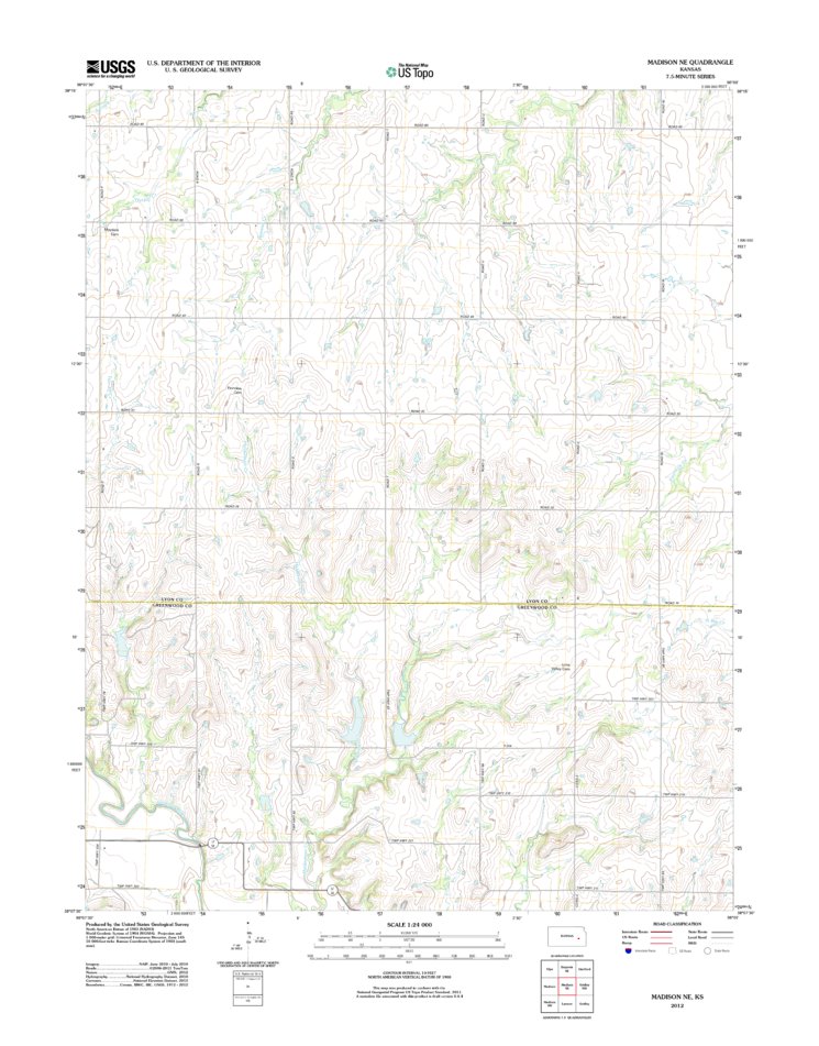 Madison NE, KS (2012, 24000-Scale) Map by United States Geological ...