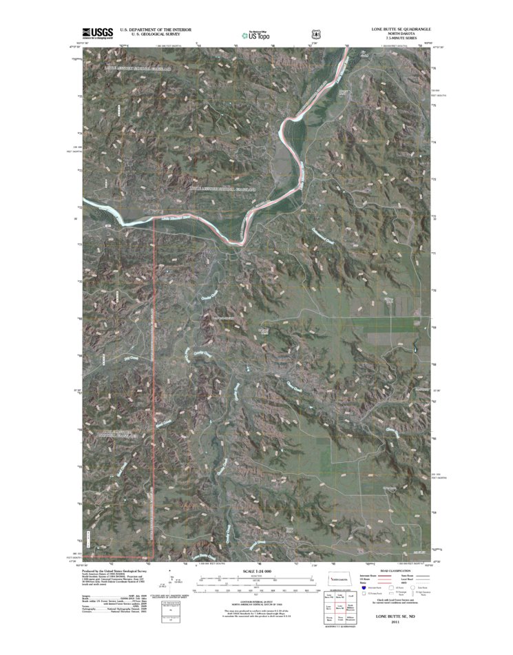 Lone Butte SE, ND (2011, 24000-Scale) Map by United States Geological ...