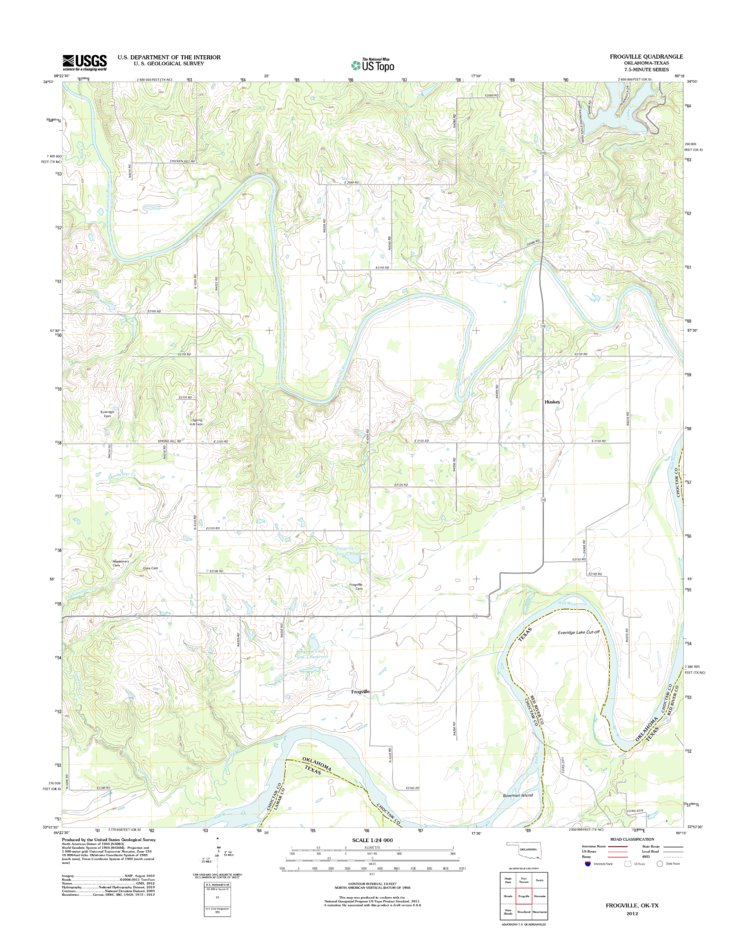 Frogville, OK-TX (2012, 24000-Scale) Map by United States Frogville, OK-TX (2012, 24000-Scale) Map by United States
