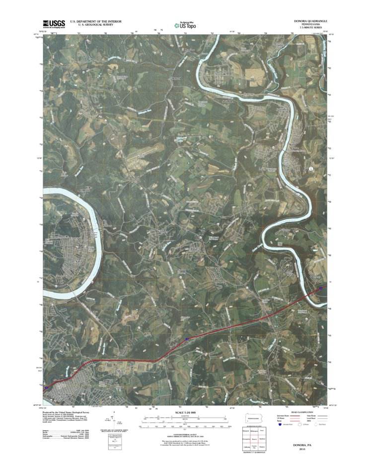 Donora, PA (2010, 24000Scale) Map by United States Geological Survey Avenza Maps