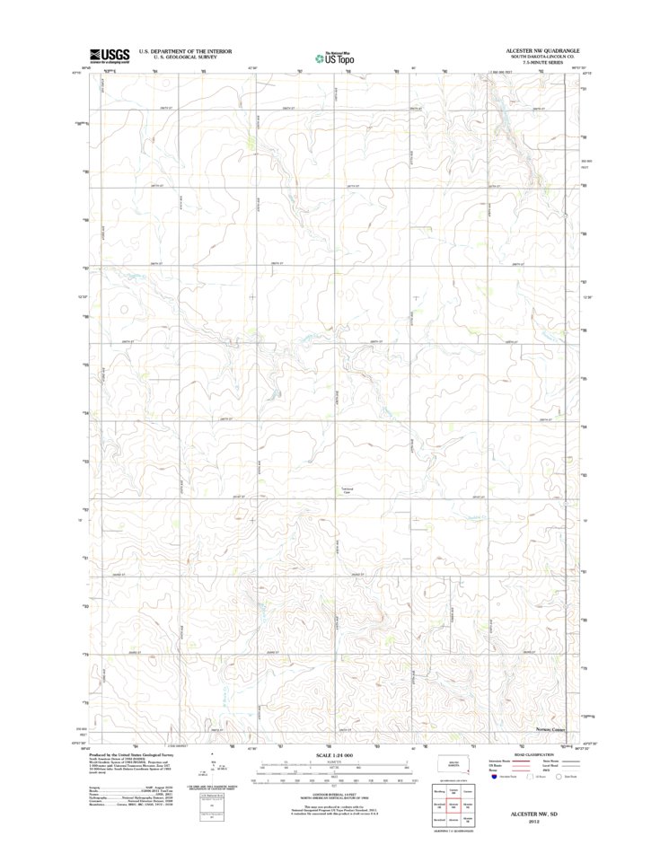 Alcester NW, SD (2012, 24000-Scale) Map by United States Geological ...