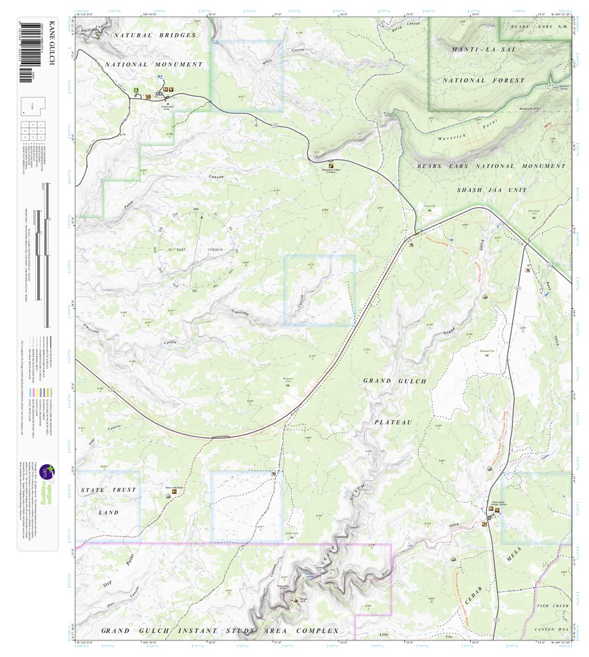 Kane Gulch, Utah 7.5 Minute Topographic Map by Apogee Mapping, Inc ...