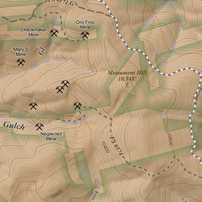 Apogee Mapping, Inc. Monument Hill, Colorado 7.5 Minute Topographic Map - Color Hillshade digital map