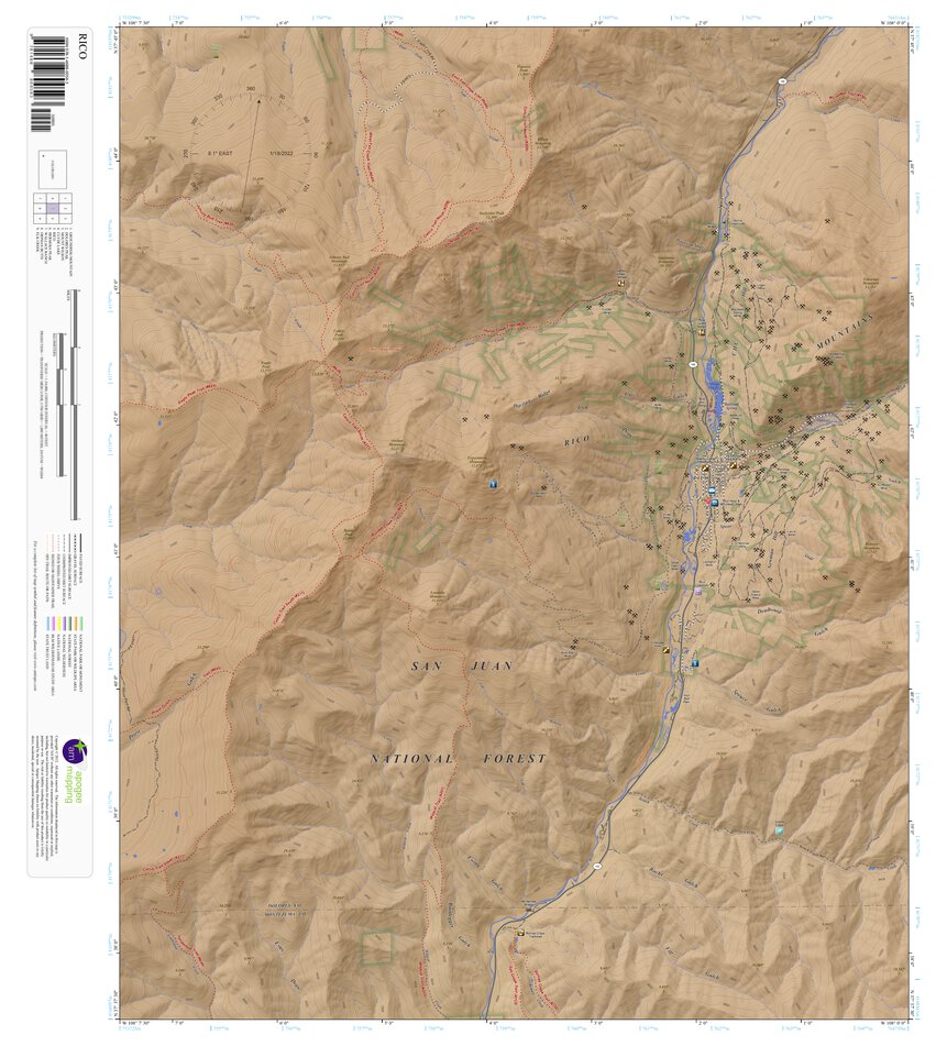 Topographic Map Color Rico, Colorado 7.5 Minute Topographic Map - Color Hillshade by Apogee ...