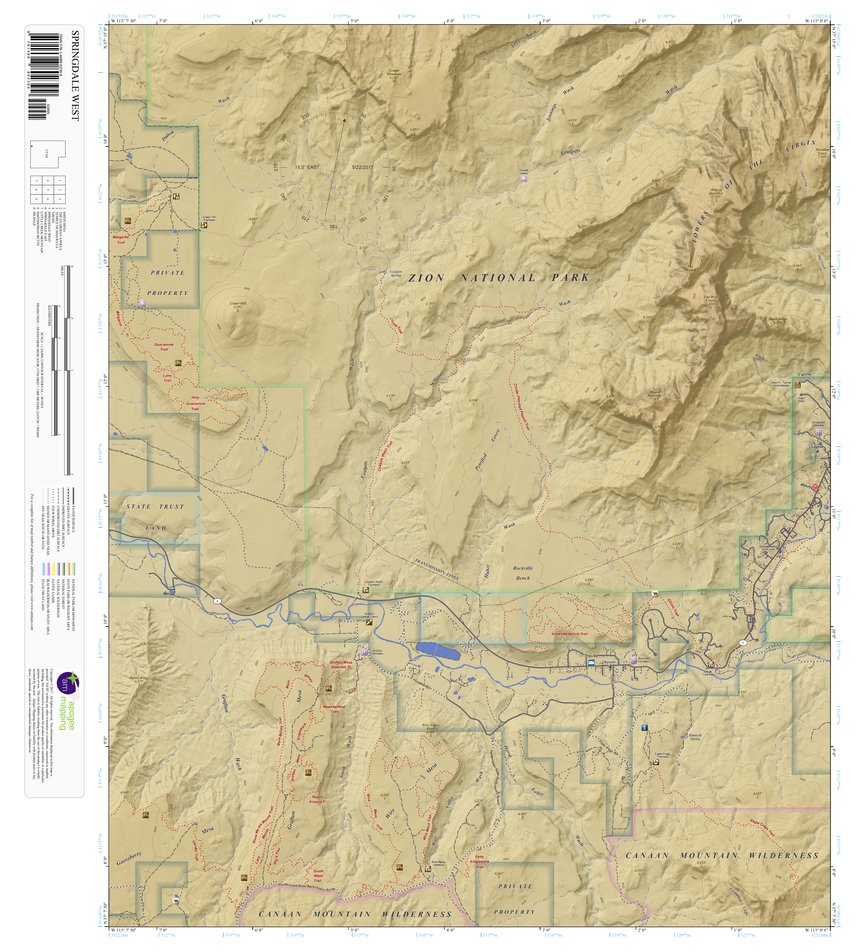 Springdale Quad Map Springdale West, Utah 7.5 Minute Topographic Map - Color Hillshade by ...