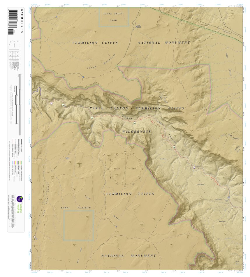 Water Pockets Arizona 75 Minute Topographic Map Color Hillshade By Apogee Mapping Inc 5080